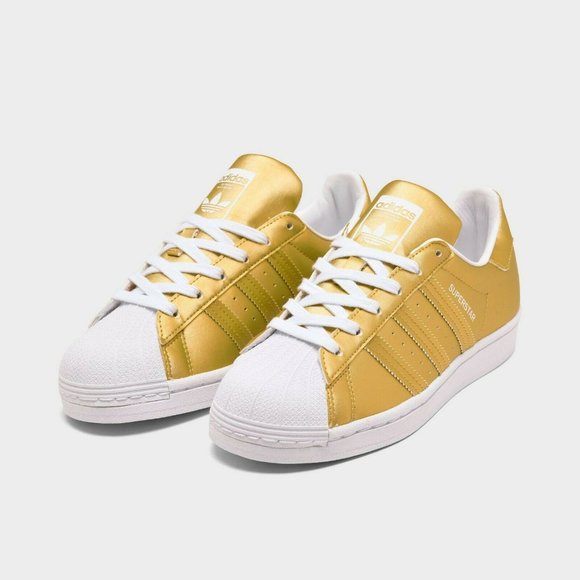 adidas Womens Superstar Satin Gold Metallic White FY1154 Sneaker Fashion Old OG - Picture 6 of 12